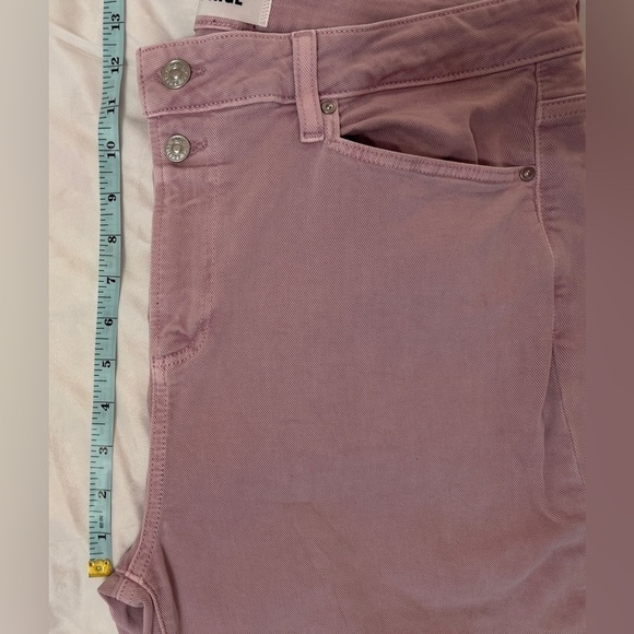 Paige Cindy straight jeans, high rise, raw hem, faded rose color, size 33 - Picture 9 of 12